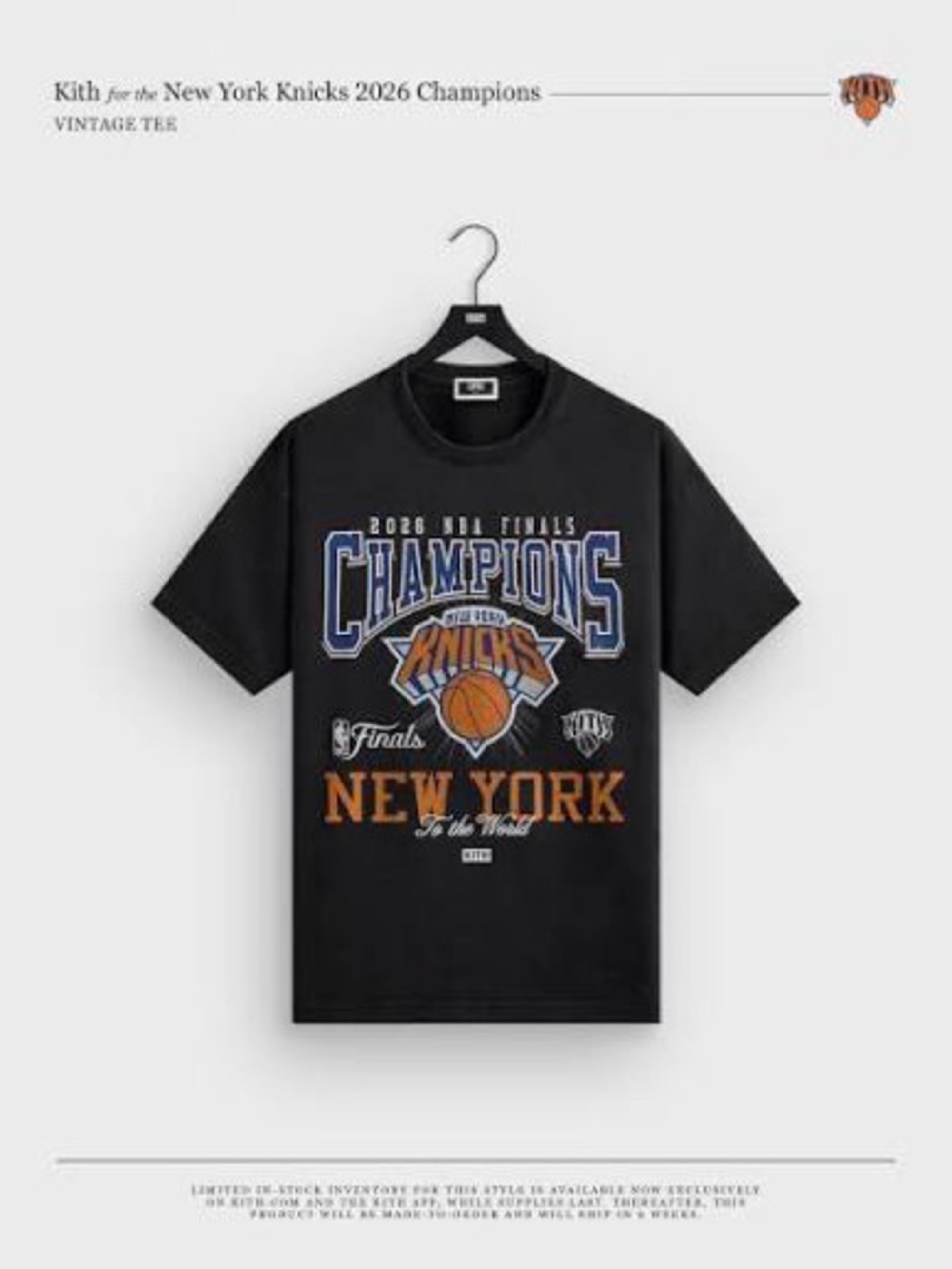 NWT Kith Black Knicks 2026 Champions Graphic Tee